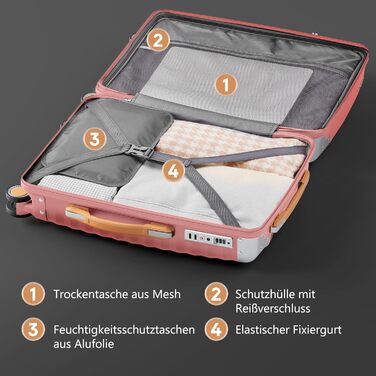 Набір валіз Joyway 3 шт. з жорстким корпусом, легкий PP, рожевий колір, з TSA замком та 4 колесами (20'+24'+28')