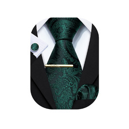 Багатобарвний краватковий комплект Barry.Wang для весілля: темно-зелений атласний краватковий аксесуар з нагрудною хустинкою