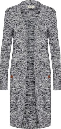 Жіночий в'язаний кардиган OXMO OXPhietta з грубої в'язки, довгий рукав, накладні кишені, 100% бавовна, Regular fit (XXL, Insignia B (791991))