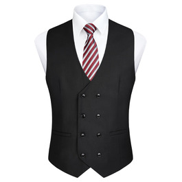 Чоловіча жилетка Enlision з дворядним застібкою та V-подібним вирізом, Slim Fit, для костюма, повсякденного, формального та ділового стилю, чорного кольору