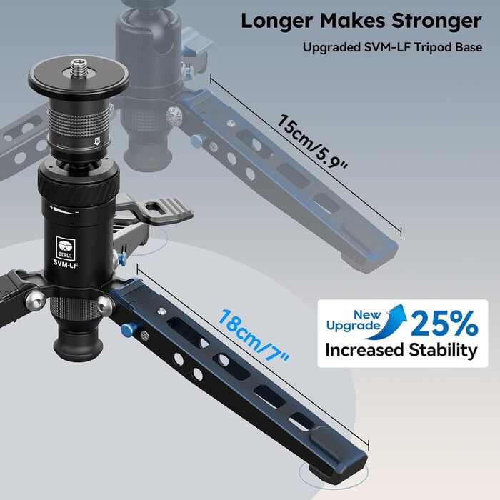 SIRUI Монопод з вуглецевого волокна з швидкою системою | 165 см, професійний, 3-в-1, вантажопідйомність 10 кг, для DSLR та відео (SVM-165P)