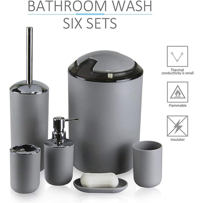 Набір аксесуарів для ванної кімнати, 6 предметів: смітник, тримач для зубних щіток, стакан для зубної пасти, мильниця, дозатор для миючого засобу, зелений