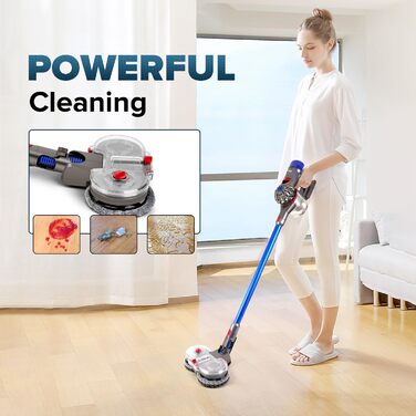 Насадка для миття підлоги сумісна з Dyson V7/V8/V10/V11/V15, знімний бак для води та 6 змінних мікрофібрових серветок для твердих підлог