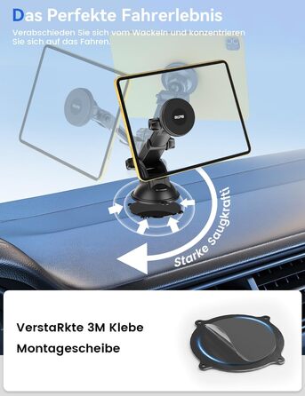Тримач для планшета та смартфона в автомобіль OHLPRO, універсальний кронштейн на присосці для лобового скла та торпедо, поворот 360°, висувний рукав 18 см, для пристроїв 4.7-13 дюймів
