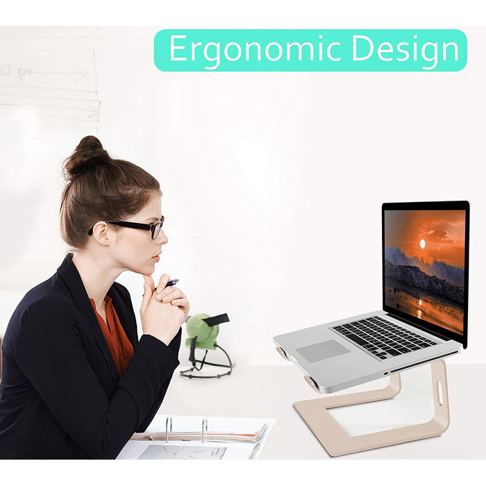 Підставка для ноутбука Orionstar, ергономічна, алюмінієва, з вентиляцією, сумісна з MacBook, Samsung, 10-15.6 дюймів, сіра (золота)