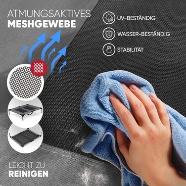 Підвищене ліжко для собак з дахом, для саду та вулиці, сірий колір, XL (122x91x23/114 см), 520084