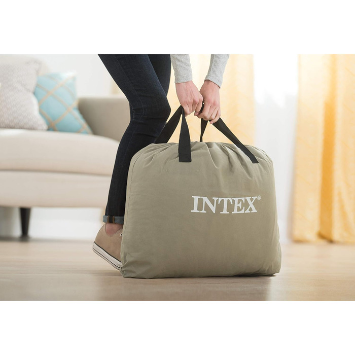Надувне ліжко Intex Queen Pillow Rest Raised з подушкою, Fiber-Tech, 152x203x42 см, чорне/синє