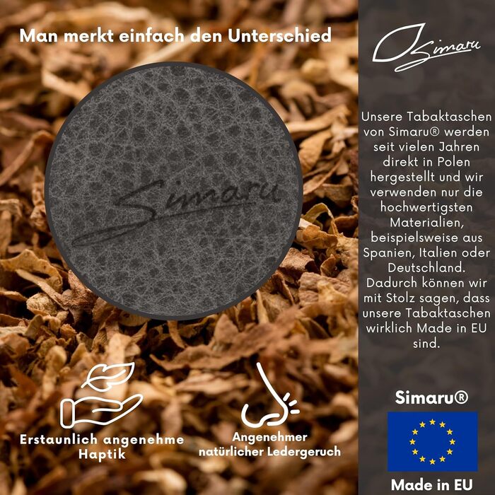 Simaru Personalized Leather Tobacco Pouch with Engraving for 30g Tobacco Bag, Genuine Leather Rolling Pouch incl. Filter Compartment and Sheets Holder (Dark Grey) (Dark Grey)