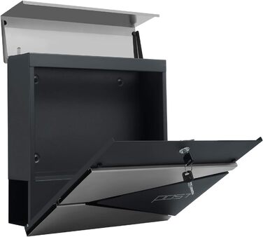 Поштовий ящик SONGMICS XXL, вуличний, з замком та відділенням для преси, антрацитово-сірий + сріблястий, GMB051G02