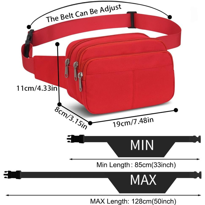 Поясна сумка на пояс для чоловіків та жінок, спортивна, для подорожей, прогулянок з собакою, червона