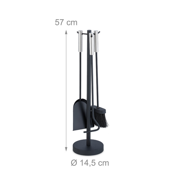 Relaxdays 4-Piece Fireplace Set in Black