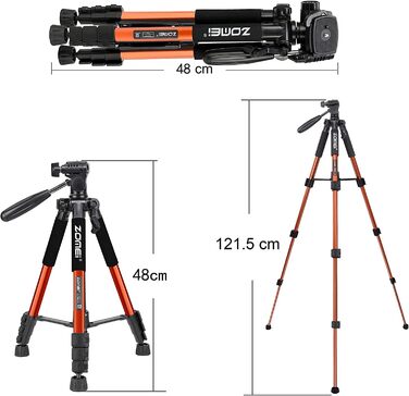 Штатив ZOMEI Q111 для камери та смартфона, алюмінієвий, 47-140 см (Orange)