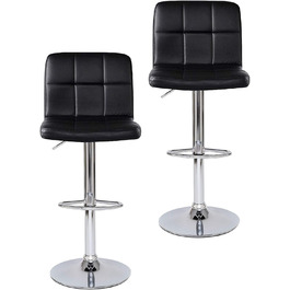 Dibea 2-Piece Swivel Bar Stools with Adjustable Height & Footrest - Black, Up to 130kg Capacity