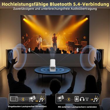 Beautiebeam Beamer: Міні проєктор Full HD 1080P/4K з автотрапецеїдною корекцією, Android 11, Bluetooth 5.0, WiFi 2.4/5G, 180° обертання для дому та на вулицю