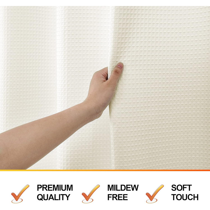 Двостулковий душовий завіс з тканини, бежевий, 183x244 см – Hotel Quality, водонепроникний, для ванної кімнати