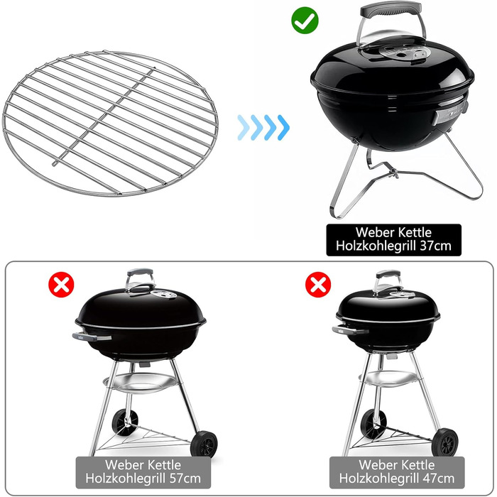 Решітка для гриля Kohlerost DIA 34 см для Weber One-Touch, Bar-B-Kettle, Smokey Mountain Cooker (7440)