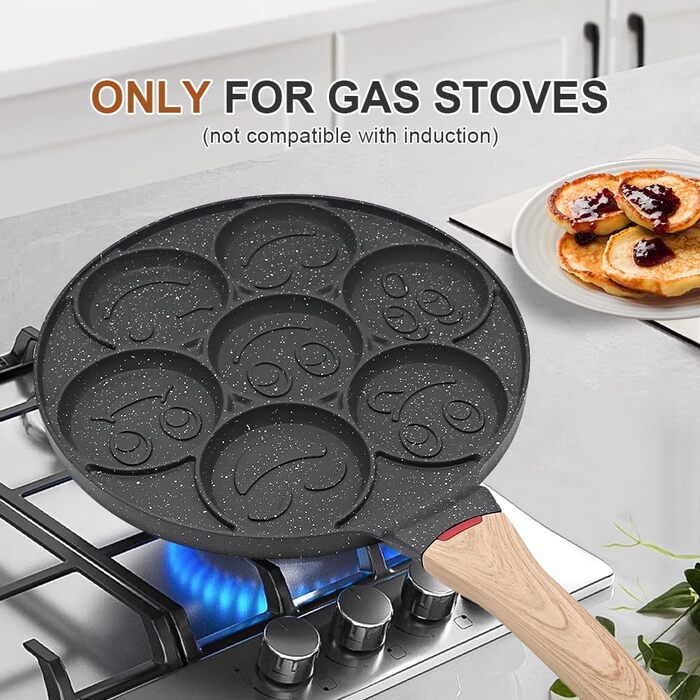 Пательня для млинців Smiley 7 отворів 26 см, антипригарна, для газової плити, чорна