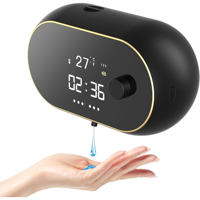 Automatic Soap Dispenser Wall Mount with Sensor No Touch Soap Dispenser, Electric Plastic Soap Dispenser for Bathroom, Kitchen, Office, Black