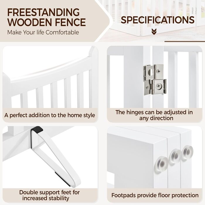 Захисне огорожа для собак Yaheetech, 60,5 x 151,5 см, 3 панелі, біла