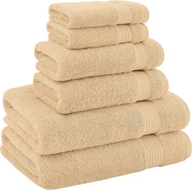 Набір махрових рушників American Bath Towels з 100% бавовни, 6 предметів (2 банні, 2 для рук, 2 маленькі), бежевий, XL
