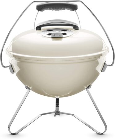 Портативний вугільний гриль Weber Smokey Joe Premium, 37 см, слонова кістка, з порцеляновою емаллю та ручкою для перенесення