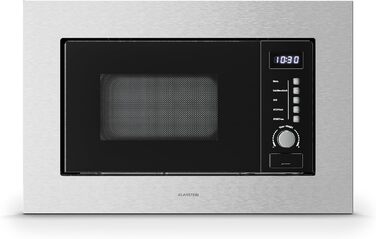 Мікрохвильова піч Klarstein Verosteel вбудована 60 см з грилем – 20L, 700W, 8 програм, сенсорне керування, нержавіюча сталь, функція розморожування, LED-підсвічування