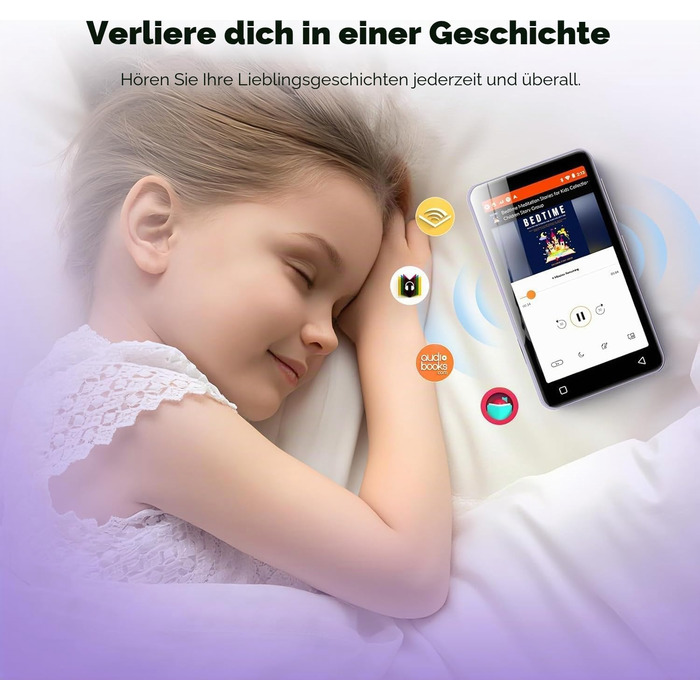 MP3-плеєр innioasis 160GB з Bluetooth та WiFi, Android MP4 плеєр з сенсорним екраном 4', підтримка Spotify, Amazon Music та Audible, фіолетовий, для дітей