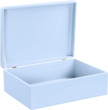 Large Wooden Box with Lid - All-Purpose Wooden Box - Storage Box | Toy Chest - Gift Packaging | Decorative Box for Crafting FSC® (approx. 40 x 30 x 14 cm | L, Blue)