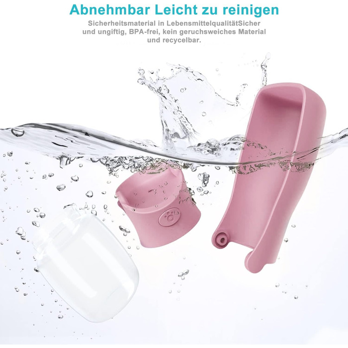 Водяна пляшка для собак на прогулянці 570мл або 350мл: портативна, для цуценят, малих, середніх та великих собак (Рожева)