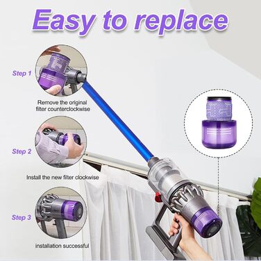 Фільтр для пилососа Dyson V11/V15 (3 шт.) - HEPA, миючий, сумісний з Animal Torque Drive, No.970013-02