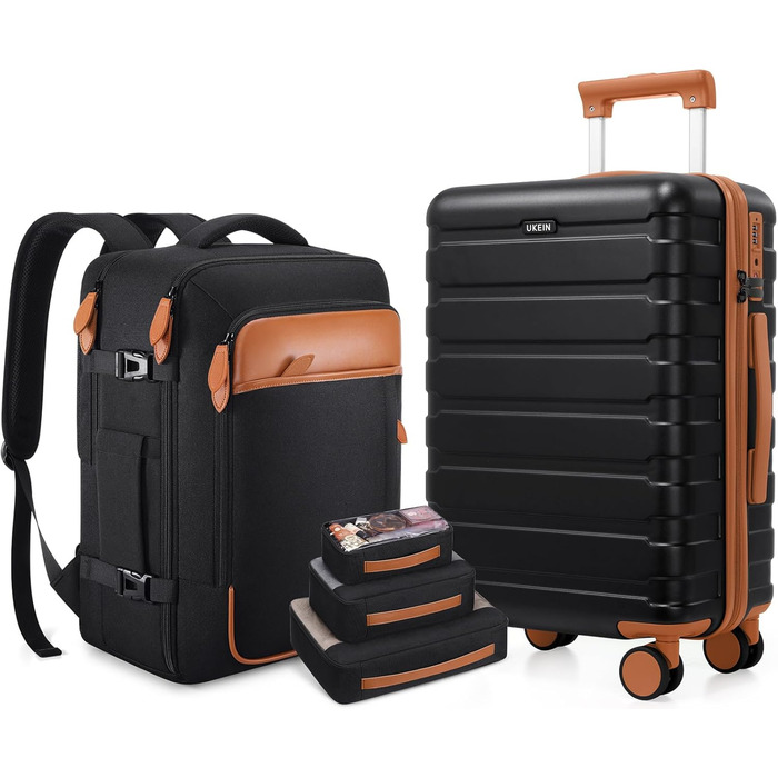 Набір валіз Roadcheer з полікарбонату: велика валіза на коліщатках, рюкзак, органайзери для косметики та взуття | з TSA-замком