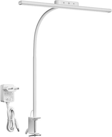 LED настільна лампа Lepro 11W з кліпсою, диммер, 5 режимів кольору та яскравості, гнучкий регульований штатив для дому, офісу, білого кольору