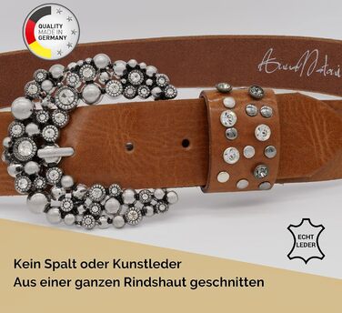 Жіночий шкіряний ремінь AnnaMatoni з розкішною пряжкою, ширина 4 см, коричневий, Made in Germany (105 см)