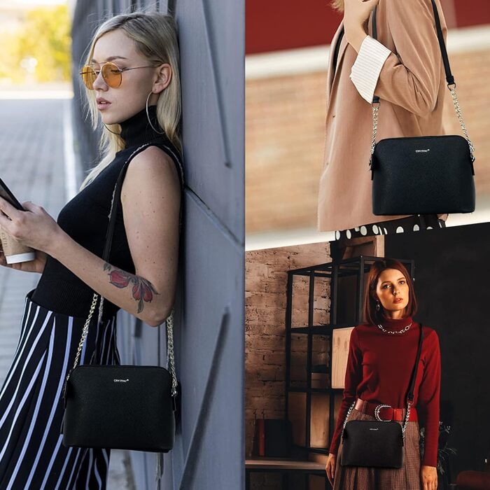 Сумка жіноча TANTOMI через плече: елегантна чорна крос-боді сумка на ланцюжку для вечірок