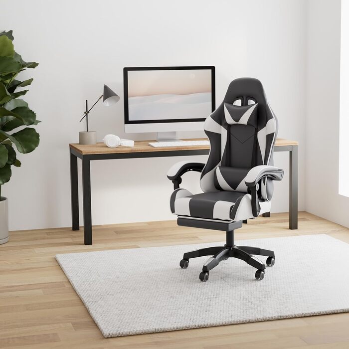 Геймерське крісло Walden Ergonomic для офісу та комп'ютерних ігор, зелено-біле, з регульованою спинкою та висотою