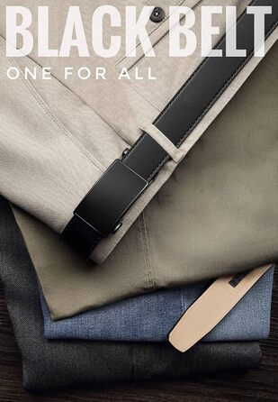 Чоловічий шкіряний ремінь DOOPAI з автоматичною пряжкою, 35 мм, регульований розмір, без отворів, чорний, 125 см (36''-42'')