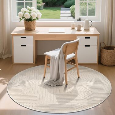 Килим для вітальні 160x230 см, великий пухнастий з коротким ворсом, миючий, сучасний, з 3D ефектом, нековзний, для їдальні, кухні, спальні, бежевий