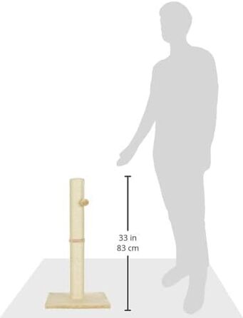 Дряпка для котів Kerbl Opal Maxi з сизалю, 38x38x78 см, для котів маленьких та середніх порід, з м'ячиком, бежева