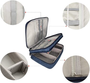 Водонепроникна сумка-органайзер для кабелів та електроніки Ruyosn. Двошарова сумка для кабелів, power bank, жорсткого диска. Синій колір, один розмір.