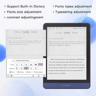 Meebook E-Reader M6: 6-дюймовий E-Ink Carta екран, 300 PPI, Smart Light, Android 11, Чотирьохядерний процесор, Аудіокниги, Google Play Store, 3GB+32GB пам'ять, Micro-SD слот, Колір: фіолетовий