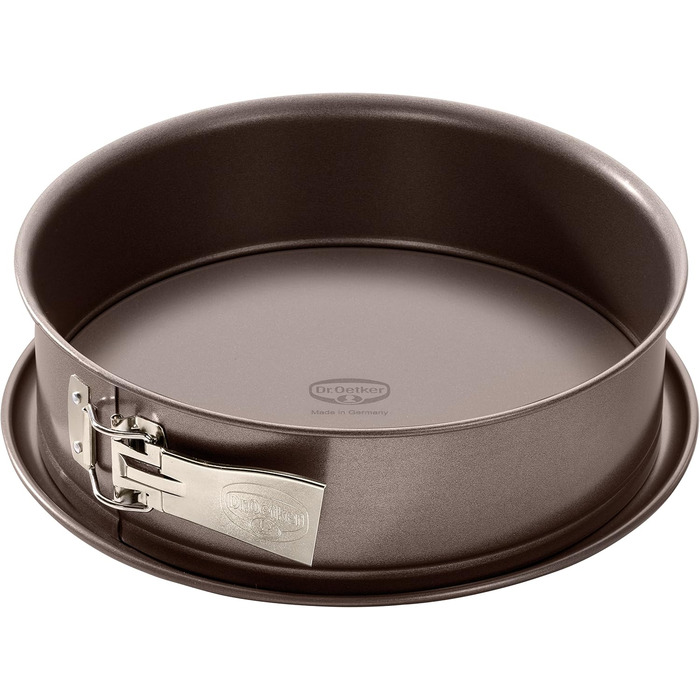 Dr. Oetker Springform Ø 24 cm, cake pan from the Back-Edition series with enamel serving base, round steel cake pan with non-stick coating (color: brown), quantity: 1 piece