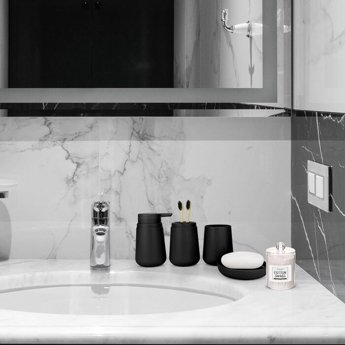 Набір аксесуарів для ванної кімнати IMAVO 4 шт. (Зелений): тримач для зубних щіток, стаканчик, дозатор мила, мильниця