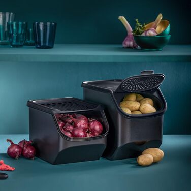 Tupperware Set - PotatoSmart 8.3L, OnionSmart 5.5L & GarlicSmart 2.3L - Innovative potato, onion & garlic containers with optimal air circulation - Stackable design - dishwasher safe