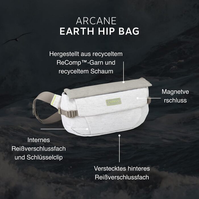Arcane Hip Bag Earth Pediment Grey Block OS - поясна сумка, сірий колір
