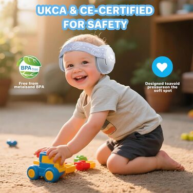 Навушники для захисту слуху дитини, 25db, сірі. Захист від шуму, шумопоглинання, для дітей до 36 місяців, ідеально для повсякденного використання та подорожей