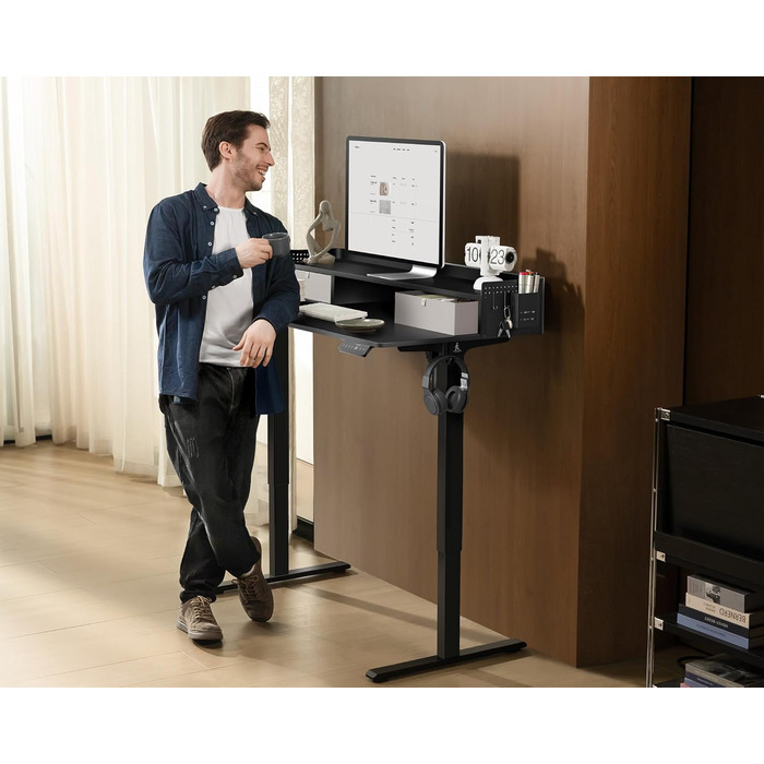 Electric Standing Desk with Drawers - 120x60cm Adjustable Height Desk for Home Office & DIY Pegboard