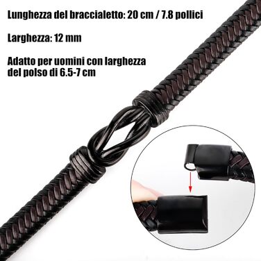 Шкіряний браслет для чоловіків: подарунок татові, дідусю, чоловікові. Ідеальний подарунок на День батька, Різдво, День святого Валентина (колір: коричневий)