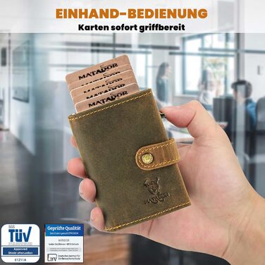 Гаманець Matador Slim Miami RFID Hunter Braun - шкіряний міні-портмоне з RFID-захистом та відділенням для монет