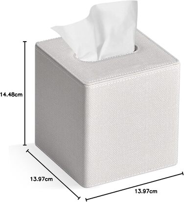 Скляна коробка для серветок, PU-шкіра, сучасний дизайн, для ванної, спальні, кухні, офісу (бежева льон)