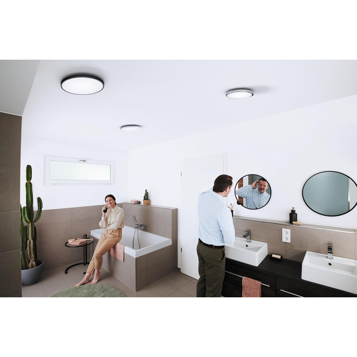 LEDVANCE Smart LED Bathroom Lamp white, 1200LM, 3000-6500K, 300mm x 70mm, IP44, Orbis Bath Bathroom Light with Wifi Technology, dimmable, controllable via app and voice assistants (Chrome, 30cm, Disc)